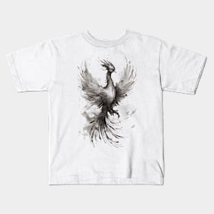 Phoenix bird japanese ink drawing Kids T-Shirt